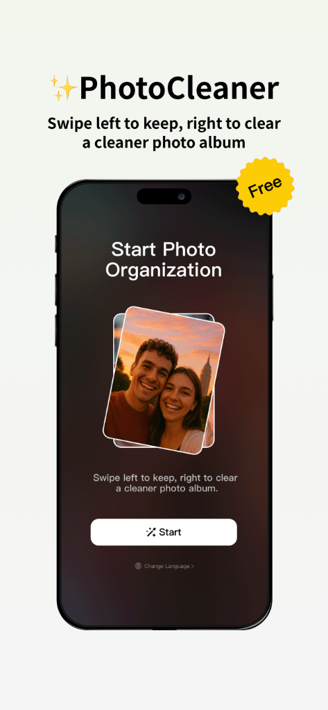 PhotoCleaner app intro screen