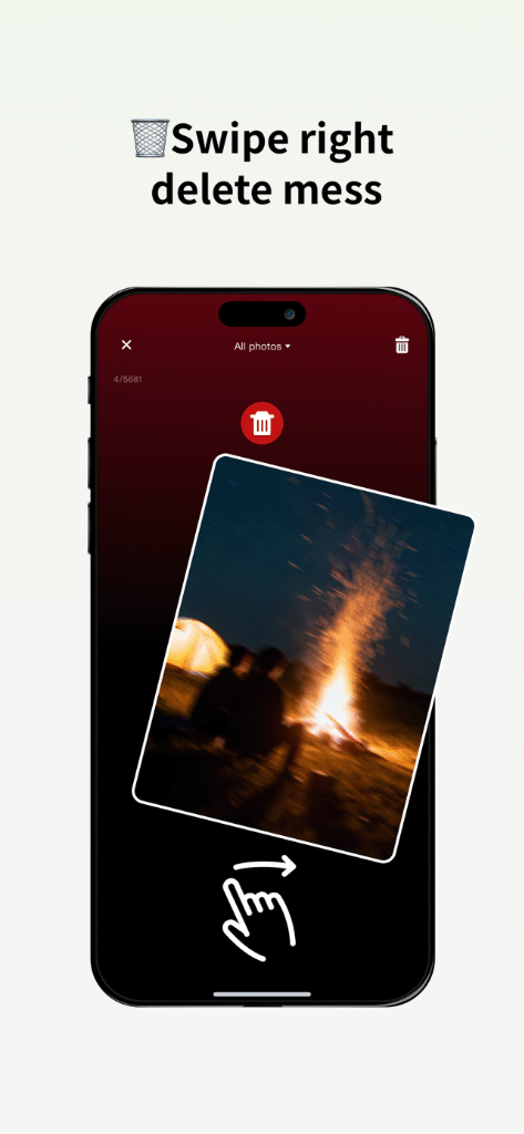 Swipe right to delete mess